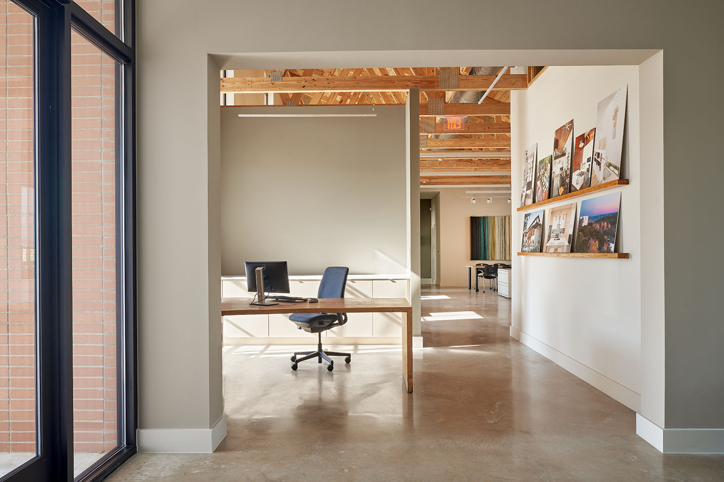 Entryway of Texas Construction Company office new construction by Chioco design architecture